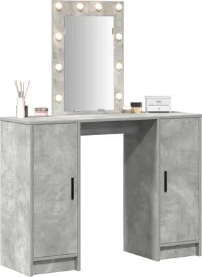 Immagine prodotto di vidaXL Comò da trucco, grigio chiaro, 102 x 33 x 135 cm, materiale in legno
