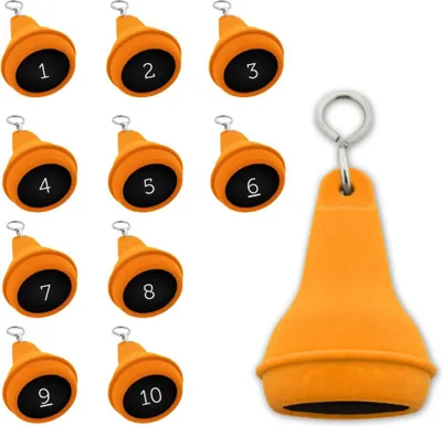 Produktbild von CombiCraft Mayfair Schlüsselanhänger Orange 70x40 mm - 10er Pack mit den gravierten Zahlen 1-10
