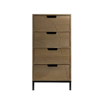 Immagine prodotto di Cassettiera Rebecca Mobili con 4 cassetti in legno e metallo, bianco e marrone