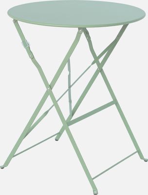 sweeek - Klappbarer Bistro-Gartentisch aus Metall Ø60cm, 2 Personen - Graugrün