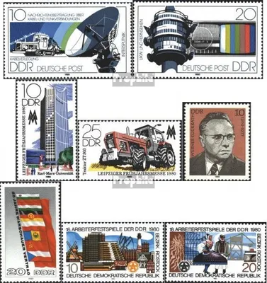 Produktbild von Briefmarken DDR 1980 Mi 2490-2491,2498-2499,2500, 2507,2514-2515 (kompl.Ausg.) postfrisch Nachrichtenübertragungsmittel der Post