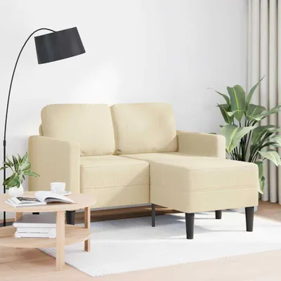 Obrázok produktu pre vidaXL 2-miestna pohovka s lehátkom v tvare L krémová 125 cm látka