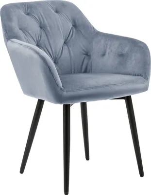 Produktbild von SalesFever Armlehnstuhl | Bezug in Samt-Optik | Gestell Metall höhenverstellbar | Knopfheftung | B 61 x T 45 x H 85 cm | hellgrau – schwarz