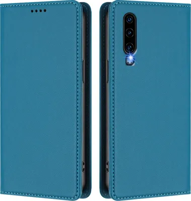 Image de Etui en cuir pour Huawei P30, étui magnétique en cuirPolyuréthaneavec support Lake blue