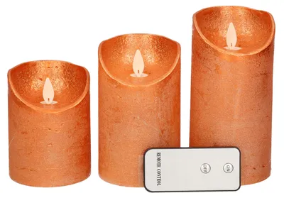Produktbild von Anna's Collection Stumpfe Kerzen - 3x - Kupfer - LED-Kerzen
