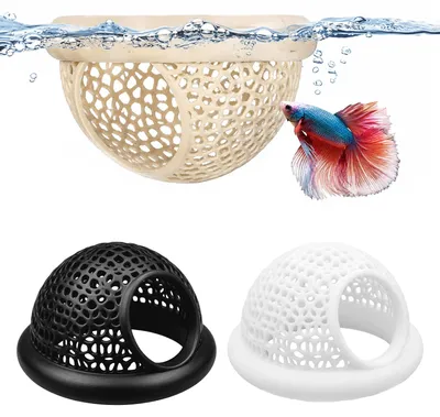 Immagine prodotto di Decorazioni per acquario: 3 grotte galleggianti, anello per cibo, adatte per piccoli pesci