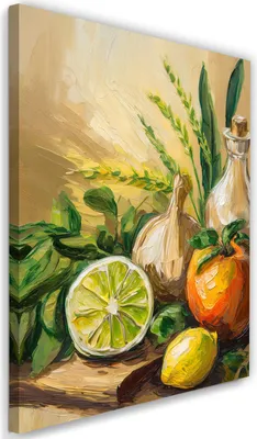 Produktbild von Leinwandbild Gemüse Obst Lebensmittel 40x60 Feeby Beige bild für die wand bereit zum aufhängen