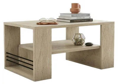Produktbild von Limosano - Couchtisch, 80x50x40h cm Weiß Marmor, ein Fach