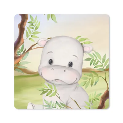Produktbild von MuchoWow® Mauspad Mousepad Nilpferd - Dschungel - Blätter 30x30 cm - Mousepads - Maus Mat - Pad - Mausunterlage - Gaming