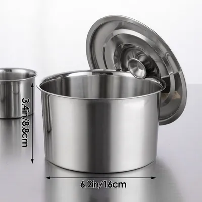 Produktbild von Runde Edelstahlpfannen 16 cm - Stapelbare Frischhaltebehälter für Küche und Catering