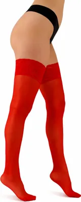 Produktbild von Aurellie Zeitlose Eleganz: hold up stockings halterlose Strümpfe Stay-up Strümpfe 20 Den Rot 3XL/4XL
