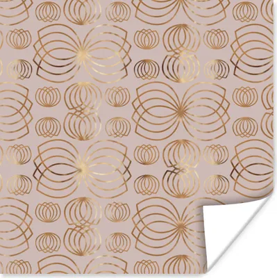 Produktbild von MuchoWow® Poster Muster - Blumen - Gold 75x75 cm - Wand Dekoration