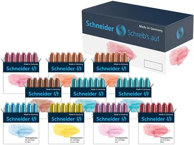 Image de Cartouches d'encre pastel Schneider, assorties 10 x 6 pièces