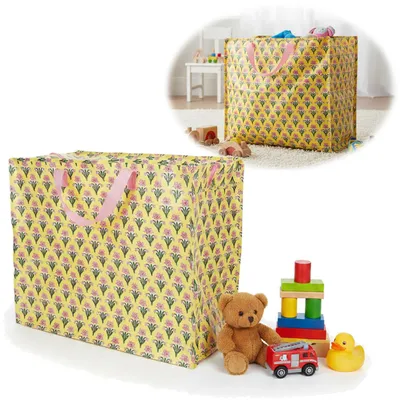 Produktbild von LS-LebenStil XXL Jumbo Bag Chandani Blüten 55cm Kunststoff Aufbewahrungstasche Einkaufstasche
