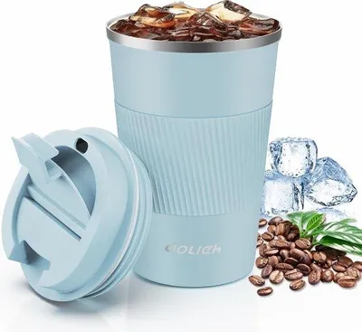 Zdjęcie produktu dla Termos z izolacją, kubek podróżny ze stali nierdzewnej, do gorących i zimnych napojów, kubek z izolacją, pokrywka zapobiegająca wyciekaniu.