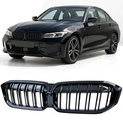 Sport Kühlergrill Doppelsteg Grill Schwarz Glanz für BMW 3er G20 G21 LCI 2022 – Produktansicht