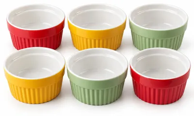 Produktbild von ToCi Creme Brulee Förmchen 6er-Set Keramik bunt Ø9 cm 185 ml Soufflé Ofenschalen
