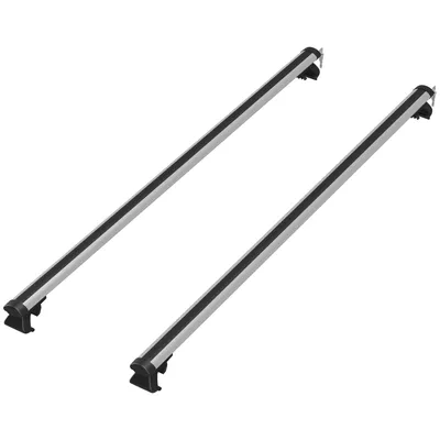 Image de HOMCOM Barres de toit de voiture transversales porte-bagage verrouillables 2 clés fournies alliage d'aluminium 123,5 x 5,5 x 7 cm argenté et noir