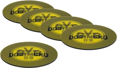 Immagine prodotto di Sottobicchieri BVB 3D - 10,5 x 10,5 cm - Set da 5 - giallo/nero con logo