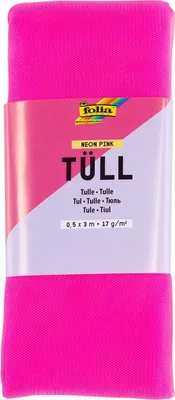 Immagine prodotto di folia 80923 - Tessuto in tulle color rosa neon, circa 50 x 300 cm, tulle per lavori manuali, 17 g/m², lavabile a mano a 40°C, nastro in tulle per progetti fai-da-te, per decorare e abbellire