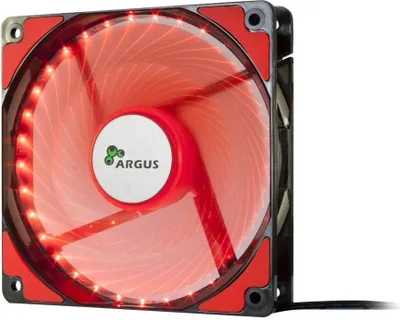 Zdjęcie produktu dla Inter-Tech L-12025, Wentylator, 12 cm, 1200 RPM, 54 m³/h, Czarny, Czerwony