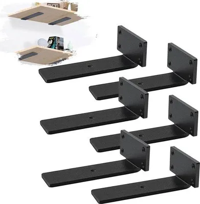 Produktbild von Famanu L-förmige Regalträger Schwarz aus Edelstahl - 5 mm dick (15 cm)