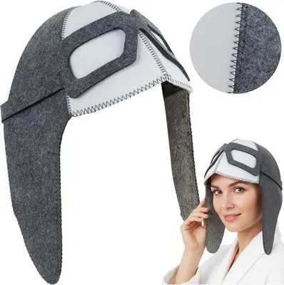 Produktbild von Saunahut, Fliegerhaube, 100 % Filz, Einheitsgröße