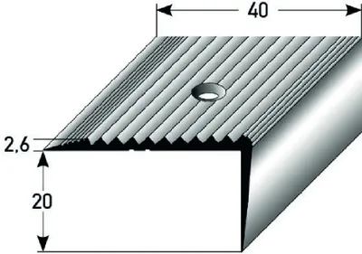 Produktbild von PROVISTON Treppenkante | 20 x 40 x 1000 mm | Treppenkantenprofil Treppenwinkel Winkelprofil Kombiwinkel Aluminium eloxiert Schwarz Nachleuchtend Gebohrt
