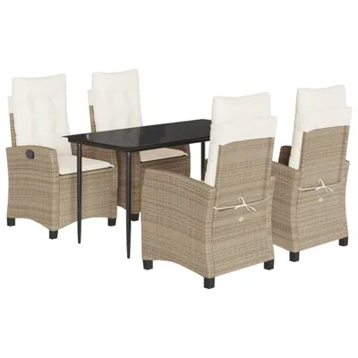 Produktbild von vidaXL 5-tlg. Garten-Essgruppe mit Kissen Beige Poly Rattan