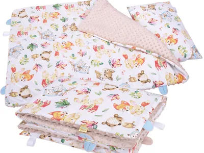 Immagine prodotto di Set di biancheria da letto per bambini in cotone/minky 135x100 cm, isolato BOBO - Animali da favola