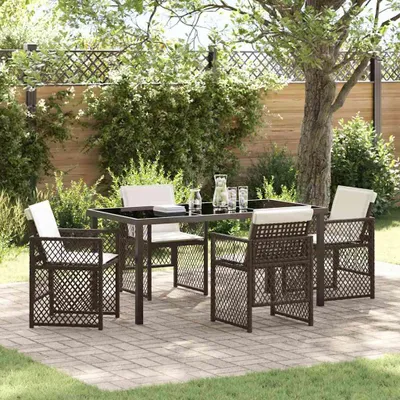 Image de Maison Exclusive - Ensemble de jardin 5 pièces en polyrotin marron