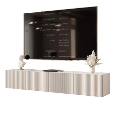 Produktbild von Idohome TV-Lowboard Angel 200 cm Kaschmir Matt -TV-Schrank, Hängeschrank, LED, Push-to-Open, Fernsehschrank, geriffelte Front, Medienmöbel, Wohnzimmer