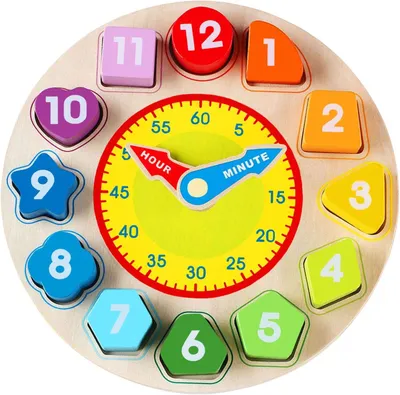 Produktbild von Holz-Formen-Sortierspielzeug, Lernuhr mit Zahlen, pädagogisches Spielzeug, Montessori-Spielzeug, Geschenk für Kinder, Jungen und Mädchen