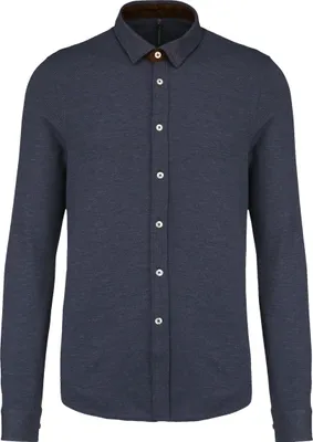 Image de Kariban Chemise Homme Manches Longues Chemise de dessus Entretien Facile Loisirs Business, Taille:M, Couleur:Jacquard Blue
