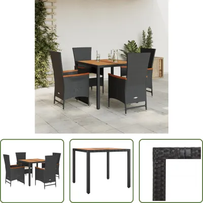 Produktbild von The Living Store 5-tlg. Garten-Essgruppe mit Kissen Schwarz Poly Rattan