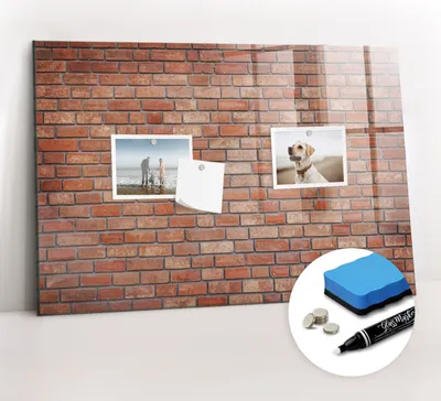 Produktbild von Magnetpinnwand Memoboard - Zubehörsatz - Weißer Marker + Schwamm + Magnete - 60 x 40 cm - Ziegelwand