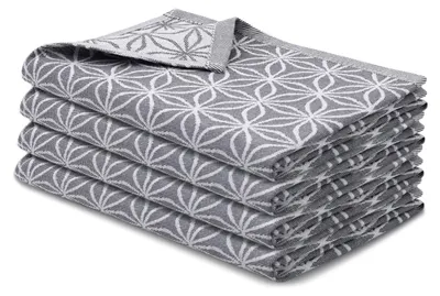 Produktbild von 4er Set Geschirrtücher Baumwolle 50x70 cm grau-gemustert