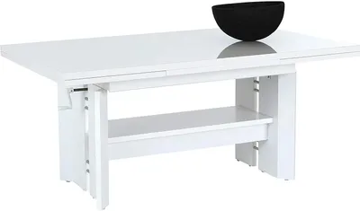 Produktbild von Couchtisch Dario | Nachbildung Weiß Glanz | ausziehbar + höhenverstellbar | B/T/H 110 - 180 x 70 x 50 - 60 cm