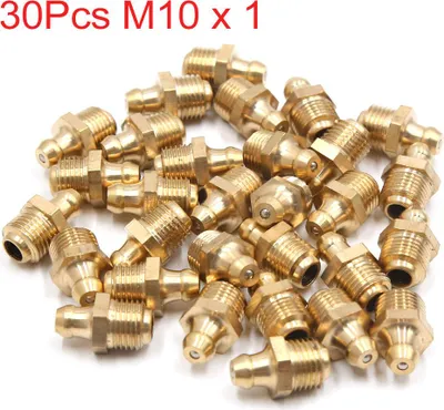 Image de 30Pcs Graisseur Droit M10 x 1 Graisseur Laiton Raccord Nipple pour Auto