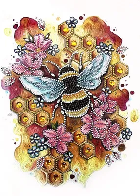 Produktbild von Diamond Painting Bilder, DIY 5D Diamond Painting Set Biene, Malen nach Zahlen Diamant, Diamant Painting Kinder Arts Craft für Home Wand-Decor 30 x 40 cm