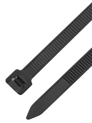 Produktbild von 100 Stück robuste Nylon-Kabelbinder mit Zugfestigkeit, selbstsichernder Draht für Rohrleitungen, 5 x 200 mm, Schwarz