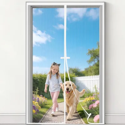 Produktbild von Fliegengitter für Tür 140x240 cm, Insektenschutz für Balkontür, Fliegenvorhang ohne Bohren, Klebemontage, Magnetvorhang für Wohnzimmertür, Küchentür
