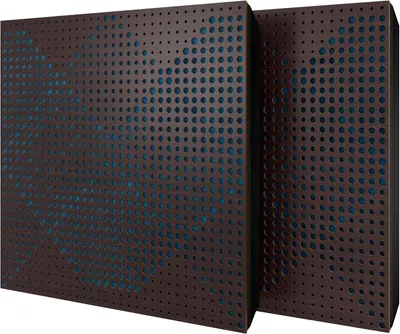 Productafbeelding van Set van 6 akoestische panelen WILDS, fluweel, 50x50x5 cm, wengé/blauw – inclusief montageset