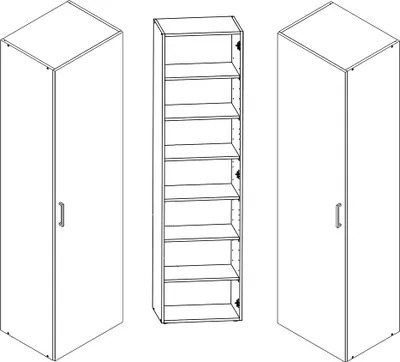 Produktbild von Schrank 1-türig Eiche MIAMI-43, B/H/T ca. 40/185/40 cm