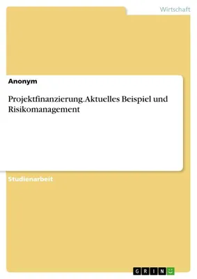 Produktbild von Projektfinanzierung. Aktuelles Beispiel und Risikomanagement