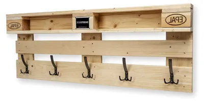 Produktbild von Wandgarderobe 120 x 47 x 14 cm rechteckig – Garderobe mit Ablage – Holzgarderobe mit Haken