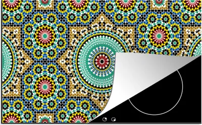 Produktbild von KitchenYeah© Herdabdeckplatte Mosaik - Muster - Mandala , 91x52cm, Küche Deko, Glaskeramikkochfeld Herdabdeckung, Abdeckplatte fùr Kochfeld