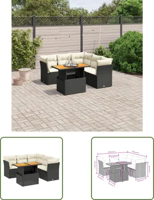 Produktbild von The Living Store 5-tlg. Garten-Sofagarnitur mit Kissen Schwarz Poly Rattan