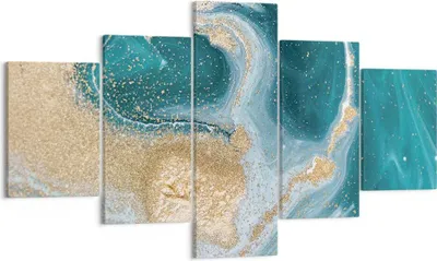 Produktbild von Bild auf Leinwand - Leinwandbild - 5 Teile - Golden Türkis Hintergrund - 125x70cm - Wand Bild - Wanddeko - Wandbilder - Leinwanddruck - Bilder - Wanddekoration - Leinwand bilder - EA125x70-4969