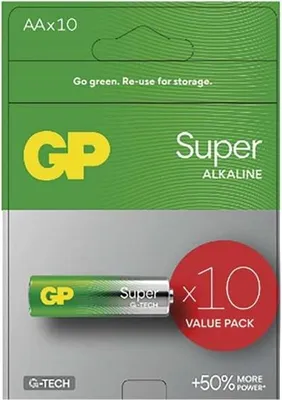 Imagen del producto de Baterías alcalinas GP SUPER AA (LR6) - Paquete de 10 unidades